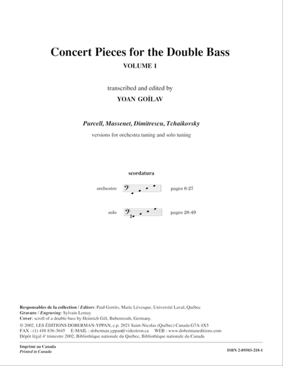 Concert Pieces for the Double Bass, Vol. 1 (bass / piano) Double Bass scores gallery preview page 1