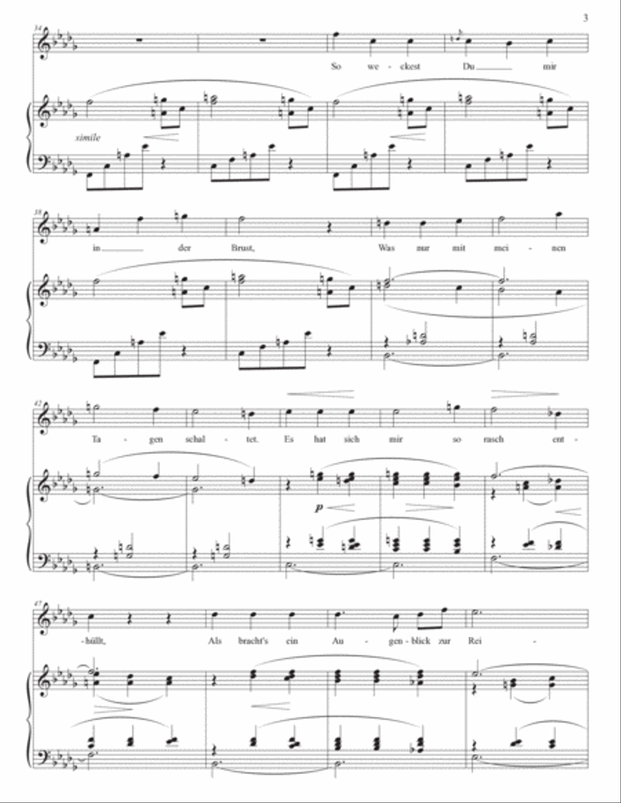 SJÖGREN: Vor meinem Auge wird es klar, Op. 12 no. 5 (transposed to D-flat major) Voice scores gallery preview page 4