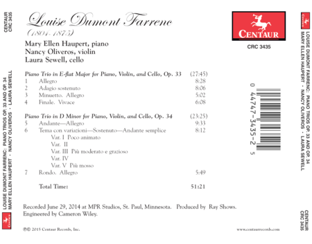 Louise Dumont Farrene: Piano Trios, Op. 33 & 34