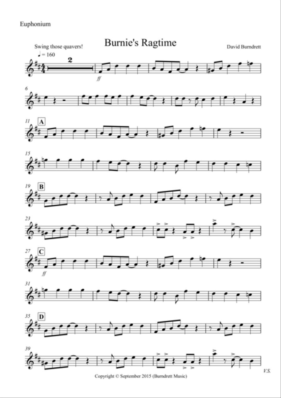 Burnie's Ragtime for Euphonium and Piano Brass Duet scores gallery preview page 4