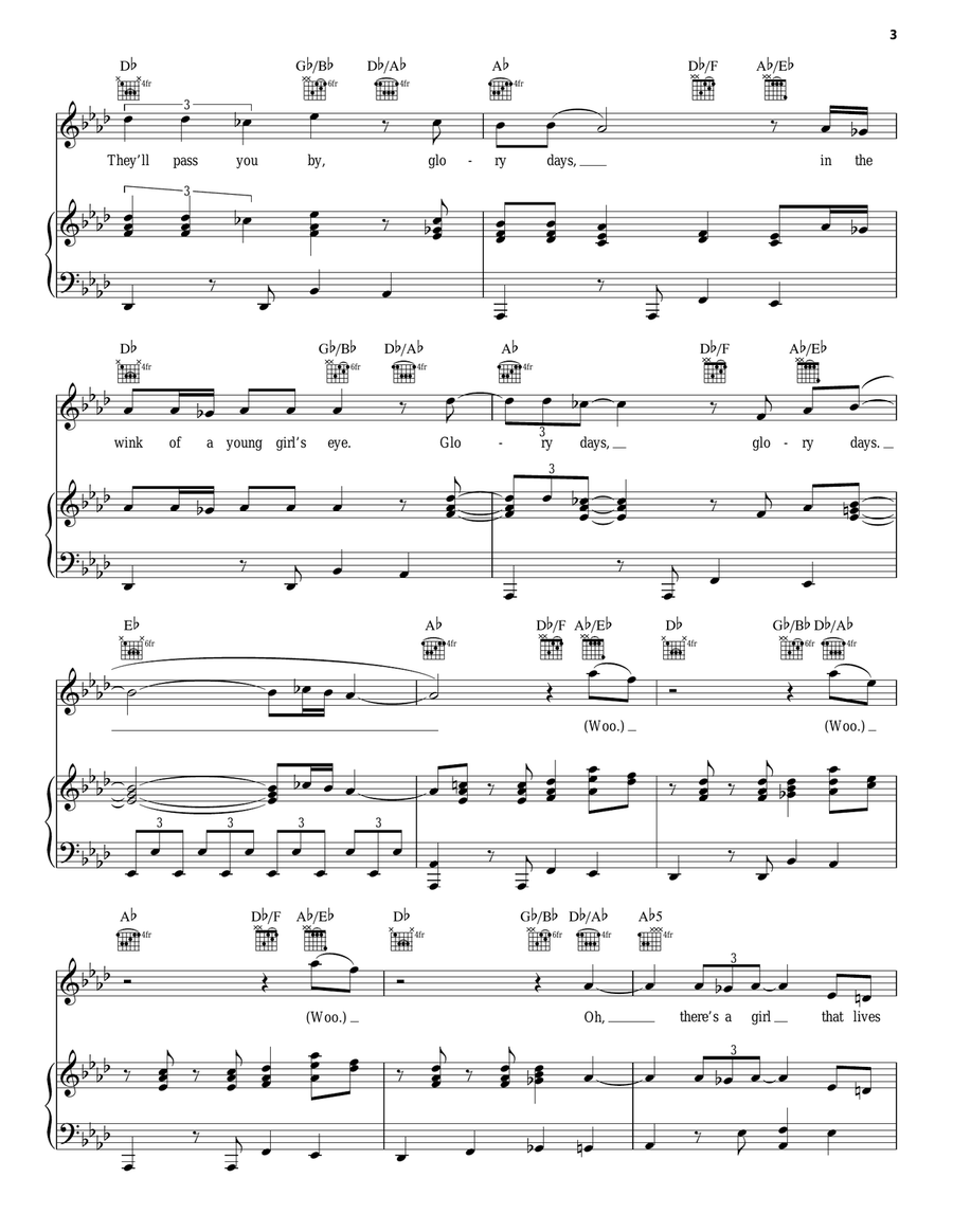 Glory Days Glory Days Piano, Vocal, Guitar scores gallery preview page 3