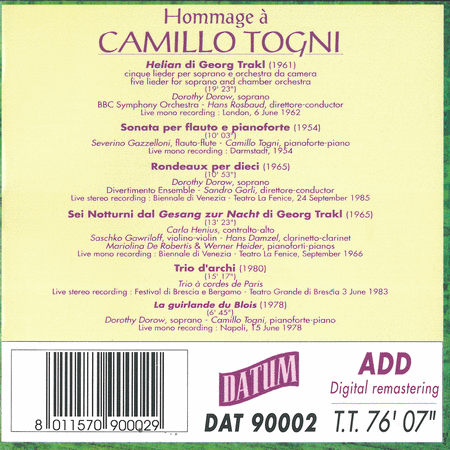 Hommage a Camillo Togni