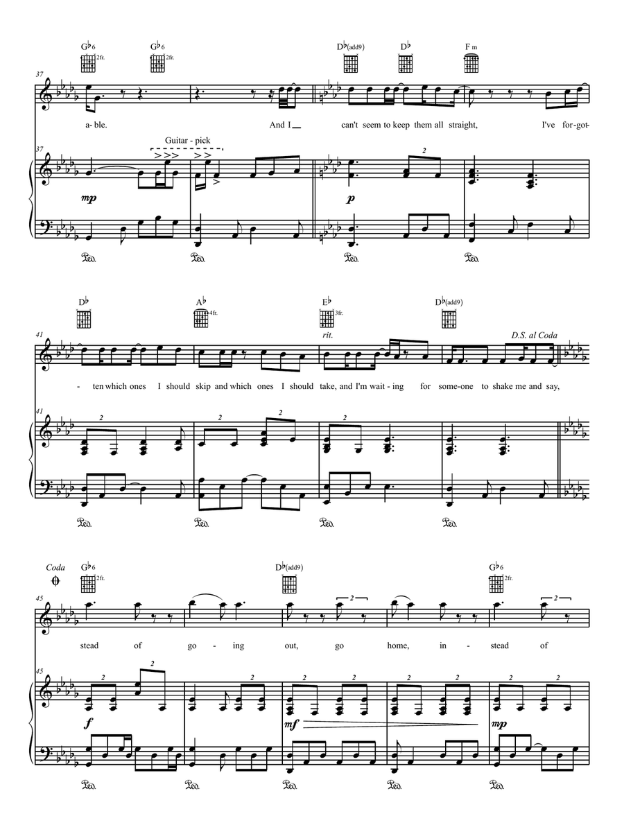 Straight (In The End) Piano, Vocal, Guitar scores gallery preview page 4