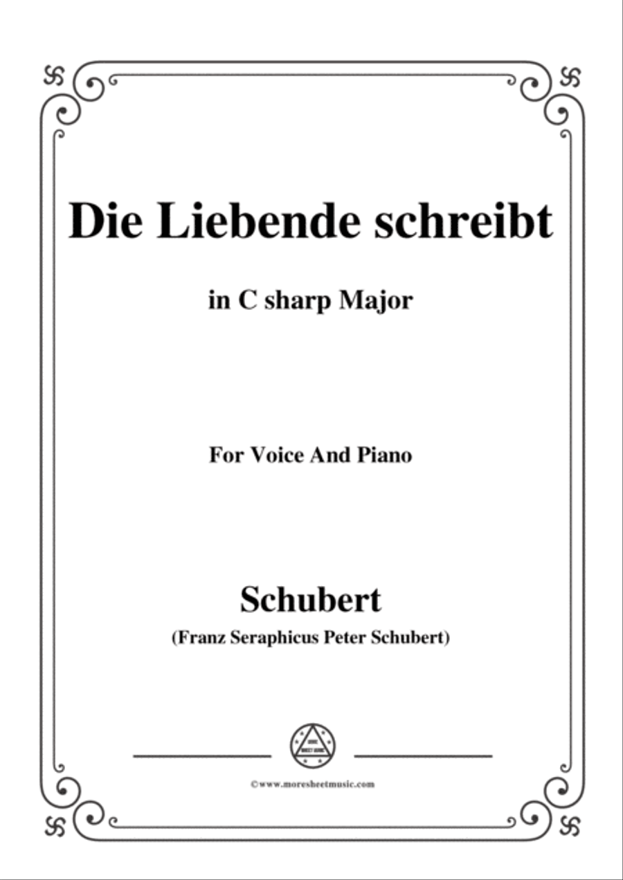 Schubert-Die Liebende schreibt,in C sharp Major,Op.165 No.1,for Voice and Piano Voice Solo scores gallery preview page 1