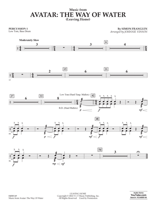Book cover for Music from Avatar: The Way Of Water (Leaving Home) (arr. Vinson) - Percussion 1