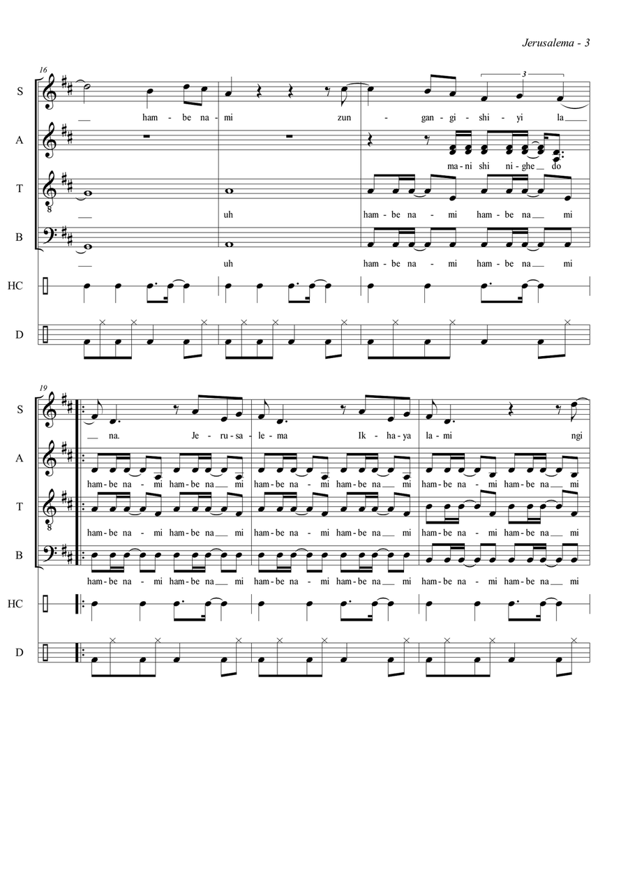 Jerusalema 4-Part scores gallery preview page 4