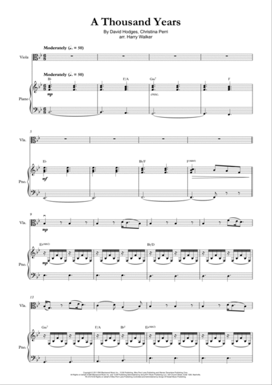 A Thousand Years Viola scores gallery preview page 3
