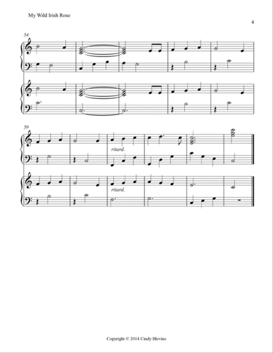 My Wild Irish Rose, for Harp Duet Harp scores gallery preview page 5