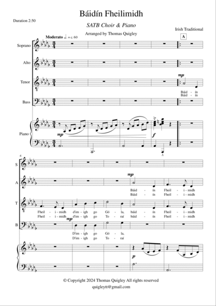 Báidín Fheilimidh Báidín Fheilimidh 4-Part scores gallery preview page 2