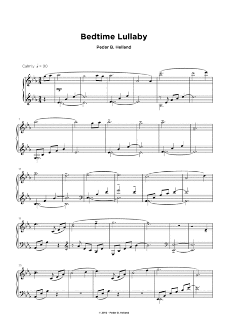Bedtime Lullaby Easy Piano scores gallery preview page 1
