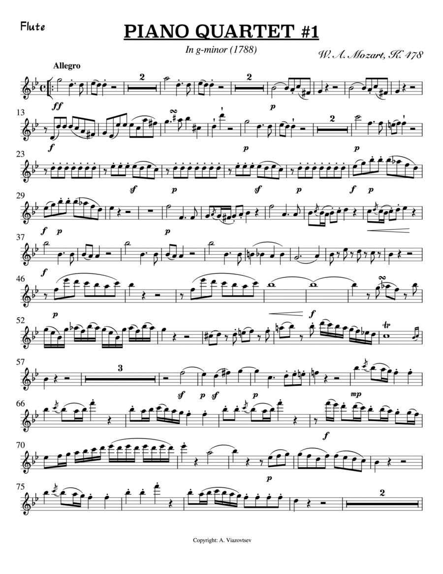 W. A. Mozart - Piano Quartet No. 1, K. 478