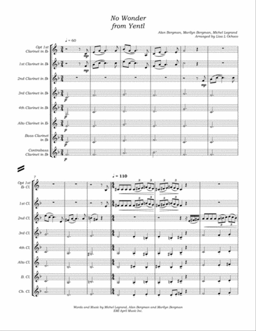 No Wonder Clarinet Choir scores gallery preview page 5