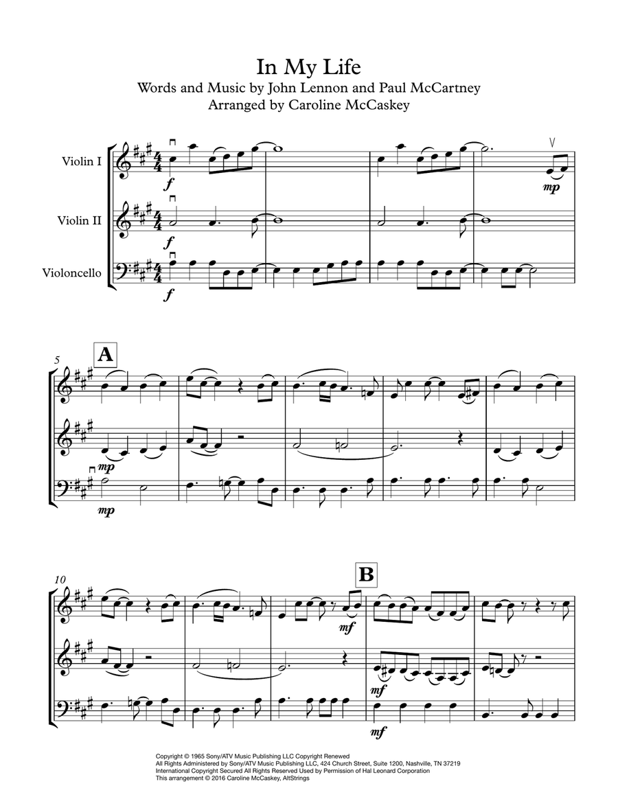 In My Life In My Life String Trio scores gallery preview page 2