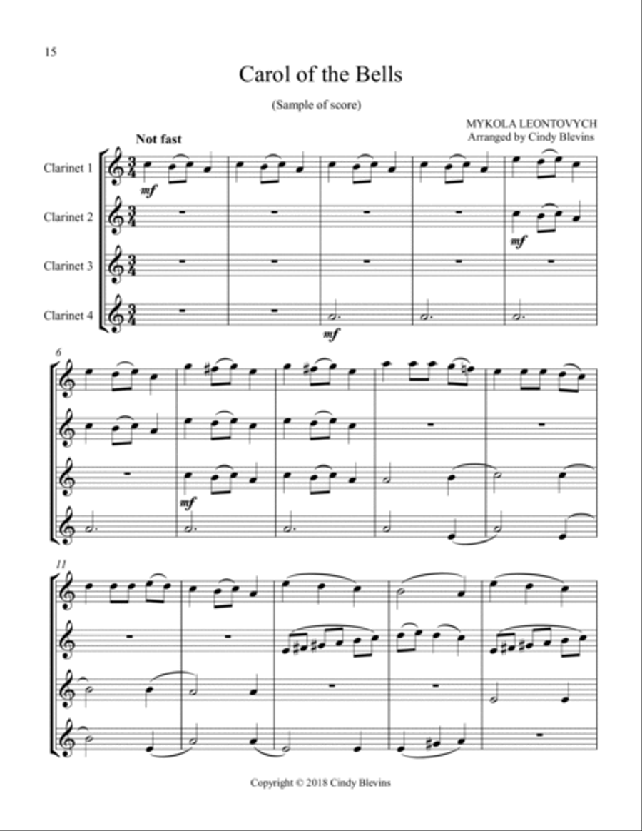 Clarinet Quartets for Christmas, Vol. I Clarinet Quartet scores gallery preview page 2