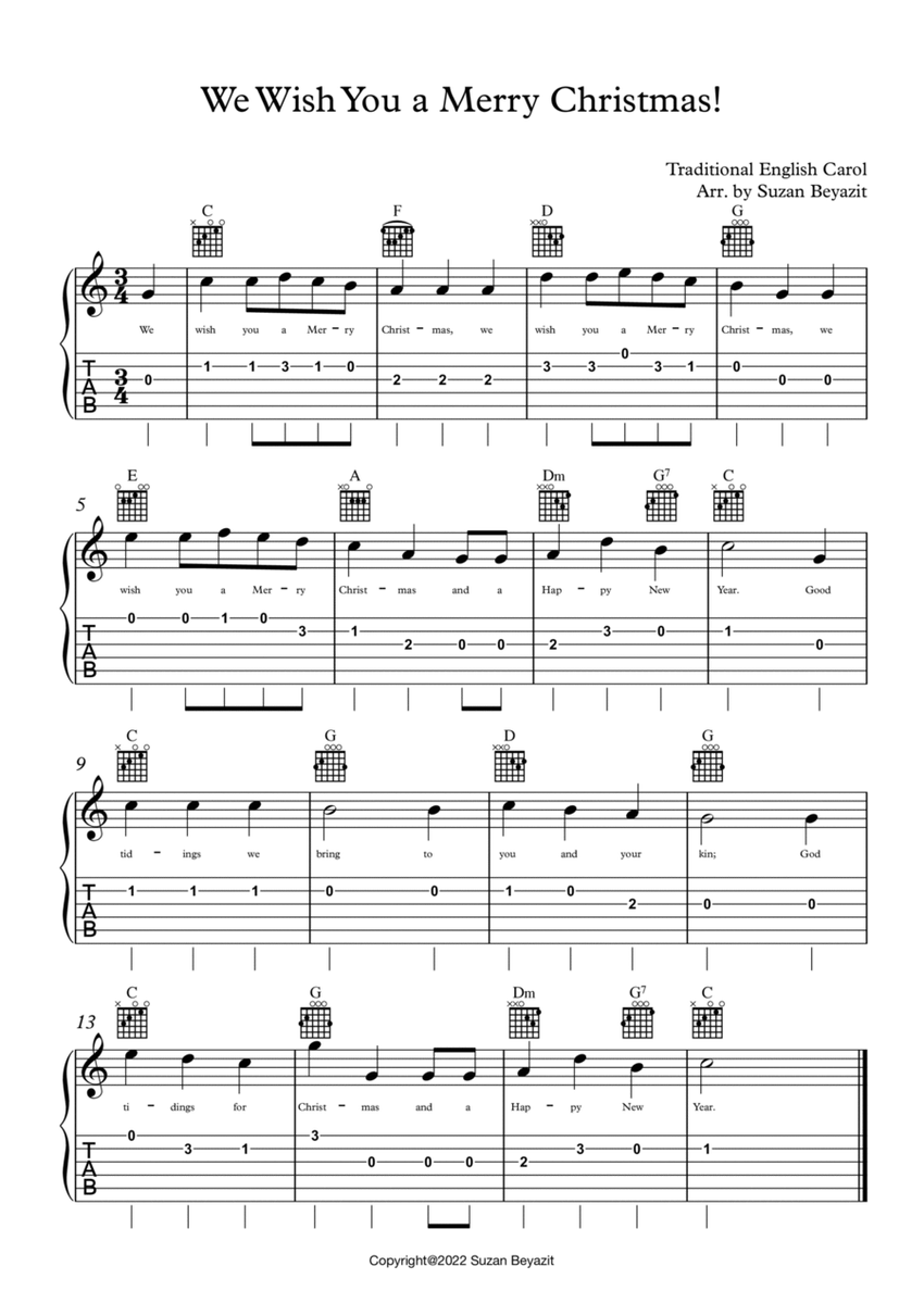 We Wish You a Merry Christmas! (Easy Guitar with Chords) image number null