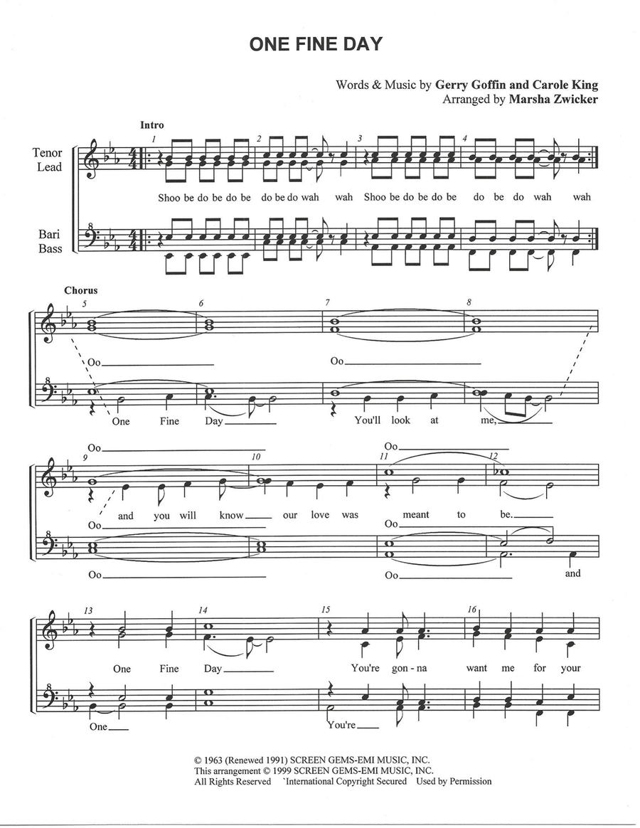 One Fine Day A Cappella scores gallery preview page 1