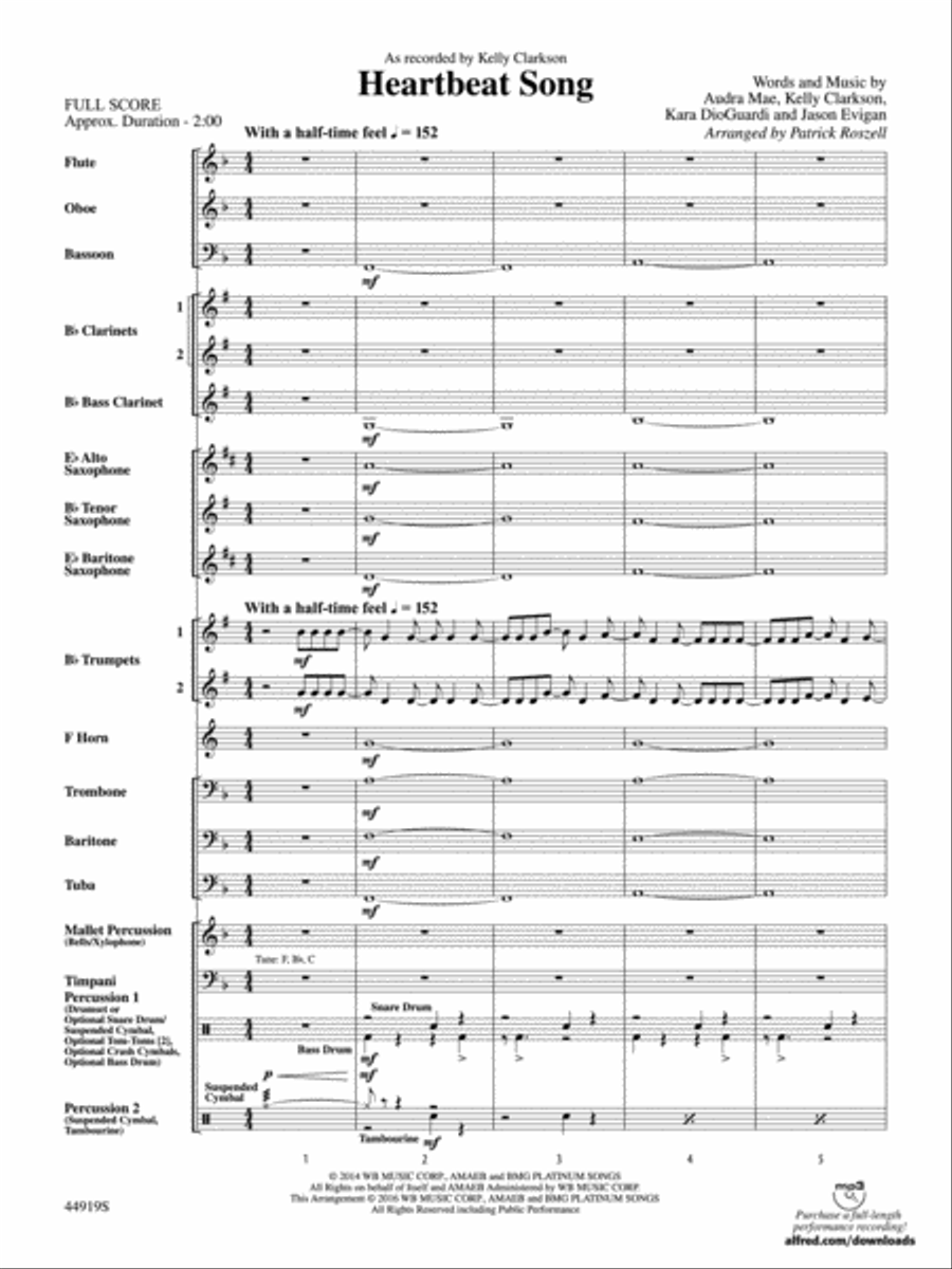 Heartbeat Song: Score Heartbeat Song: Score Concert Band scores gallery preview page 2