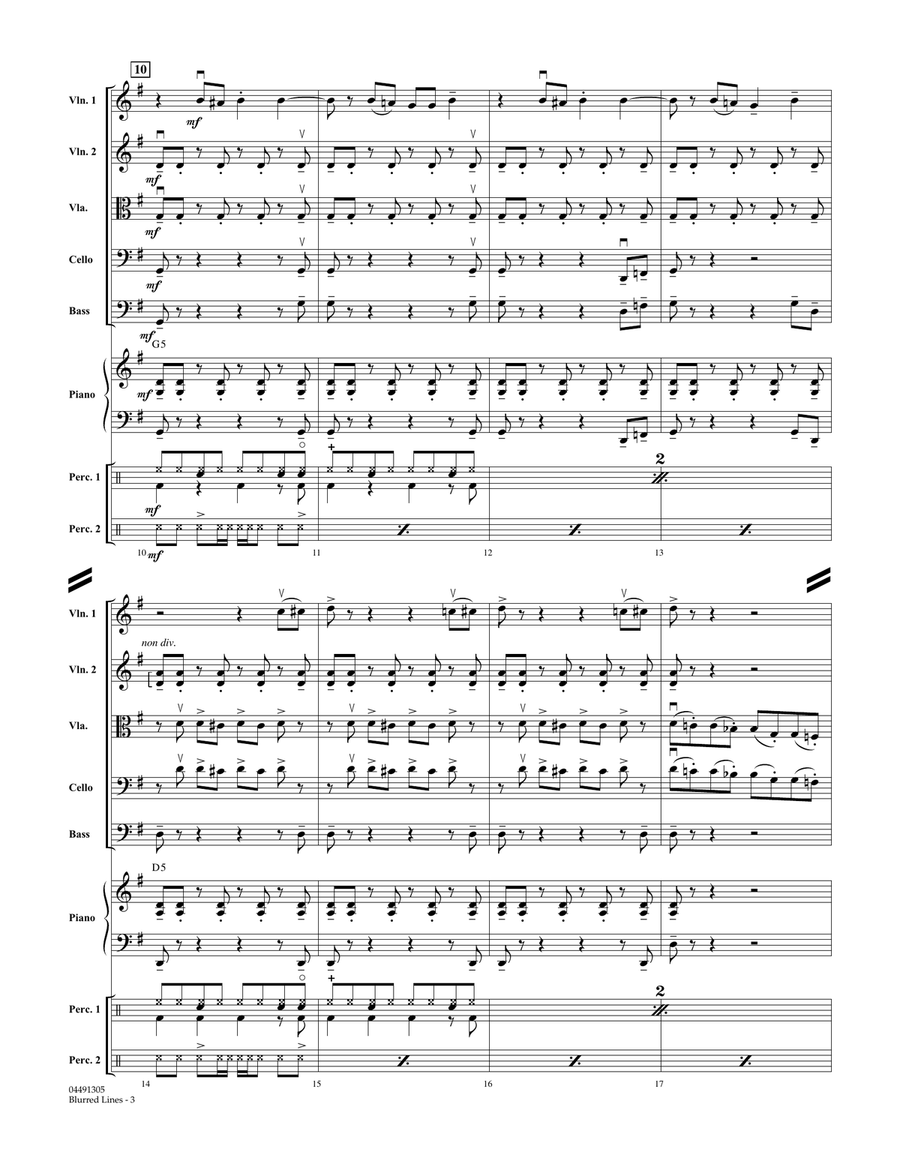 Blurred Lines - Conductor Score (Full Score) Orchestra scores gallery preview page 3