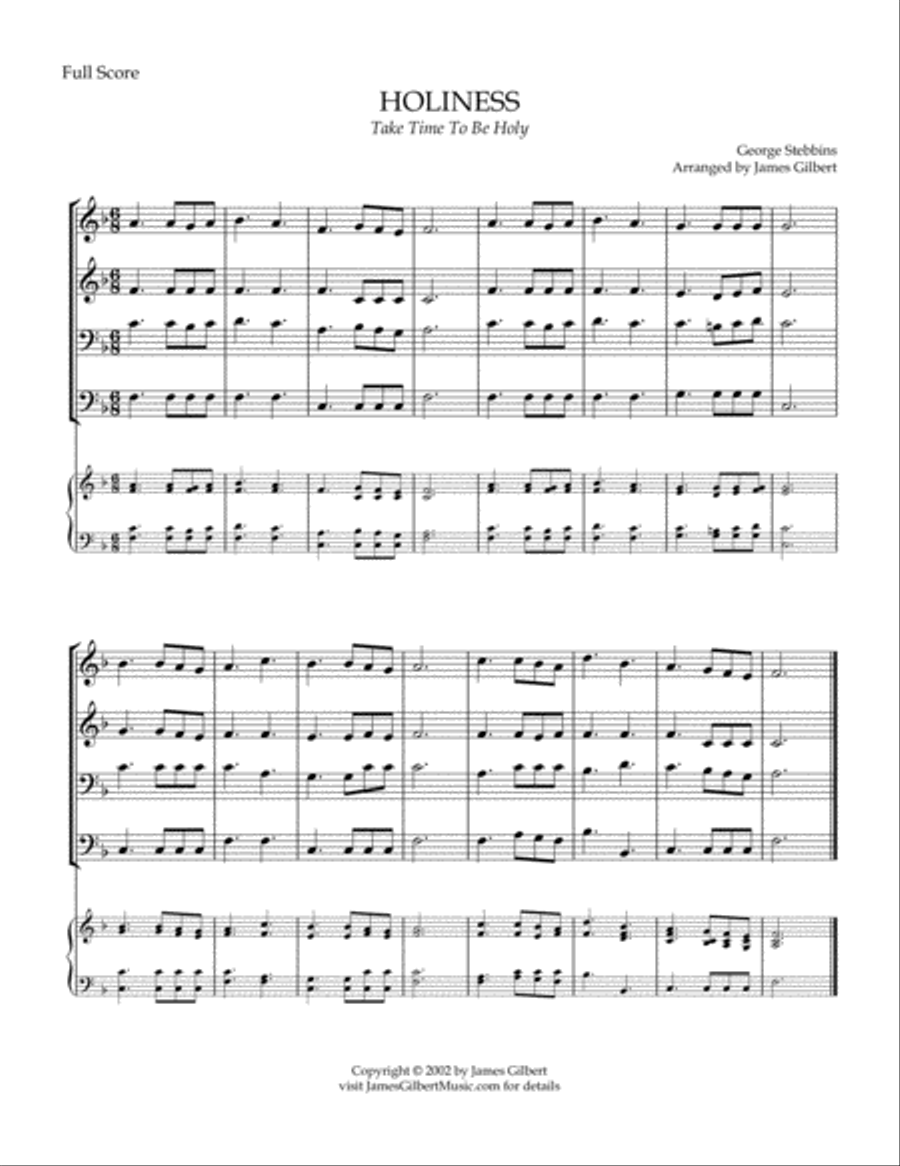 HOLINESS (Take Time To Be Holy) Small Ensemble scores gallery preview page 2