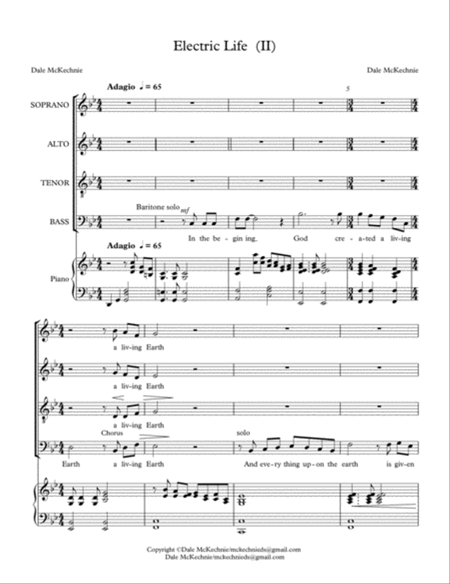 Electric Life text conveys a deeper understanding of the energy of Life. 4-Part scores gallery preview page 1