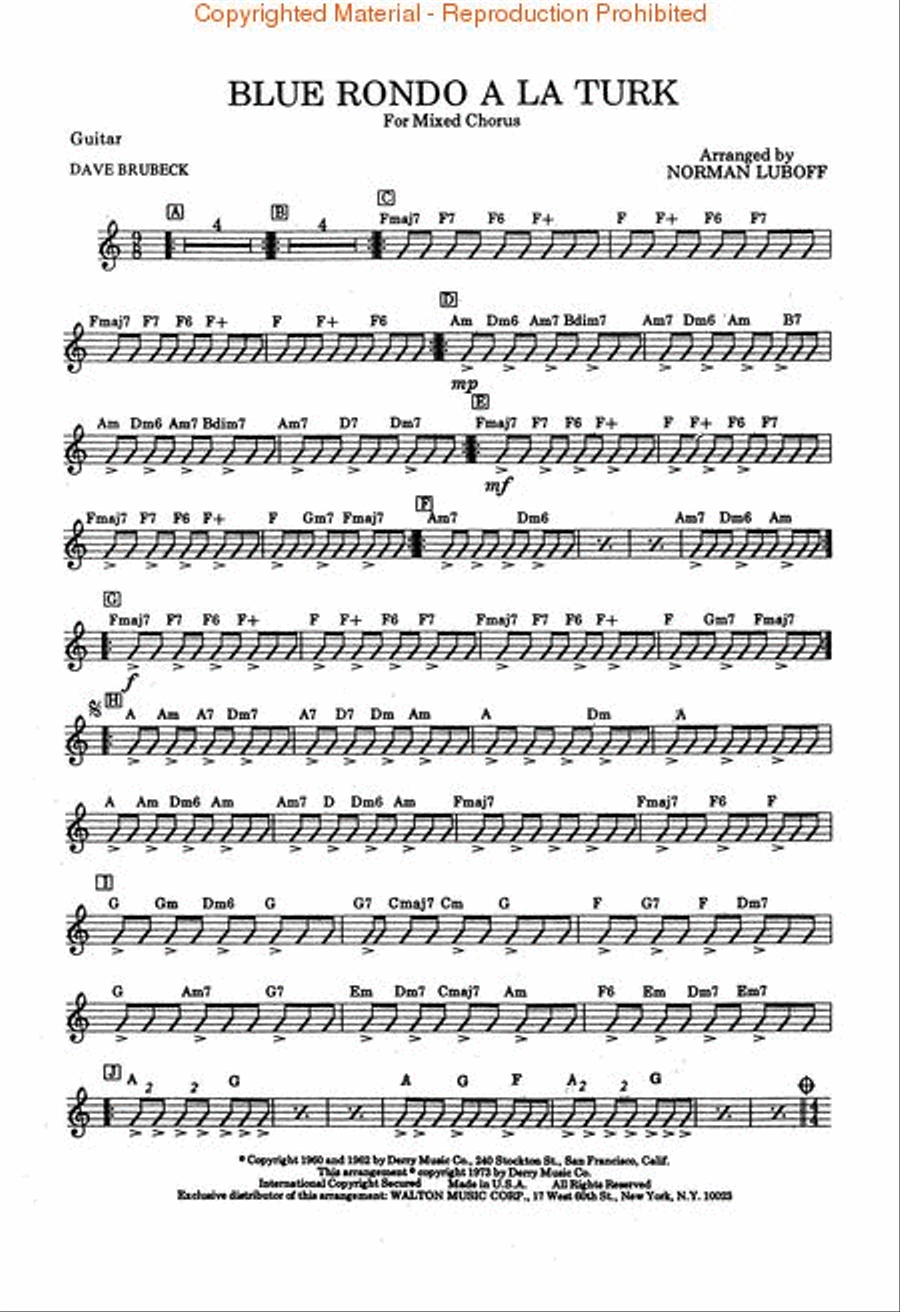 Blue Rondo A La Turk - Instrumental Accompaniment Parts Only Choir scores gallery preview page 2