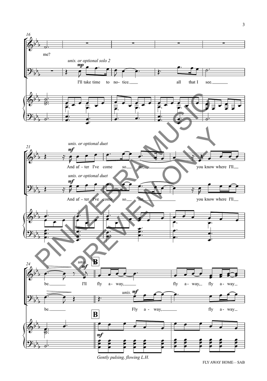 Fly Away Home (SAB) Fly Away Home (SAB) 3-Part scores gallery preview page 4