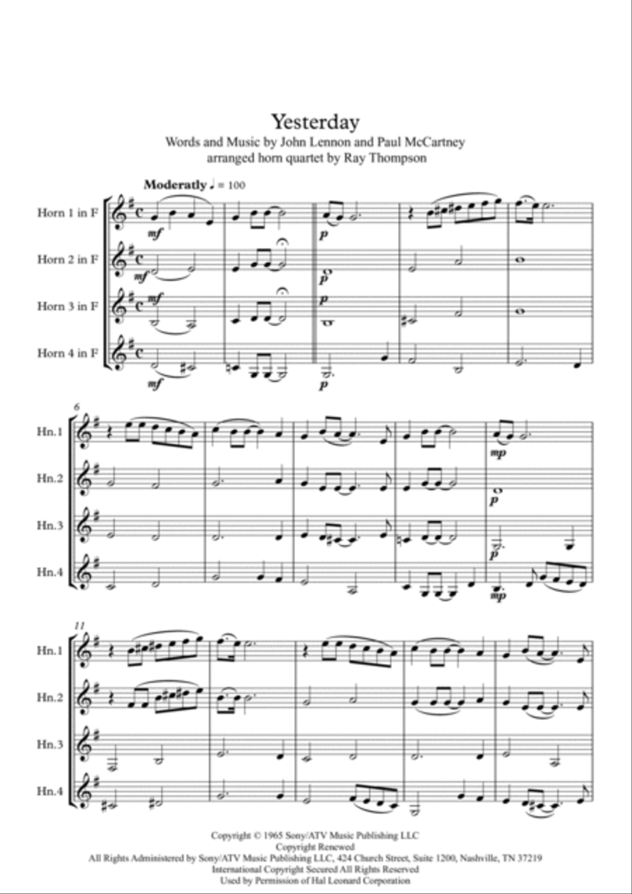 Yesterday Brass Quartet scores gallery preview page 3
