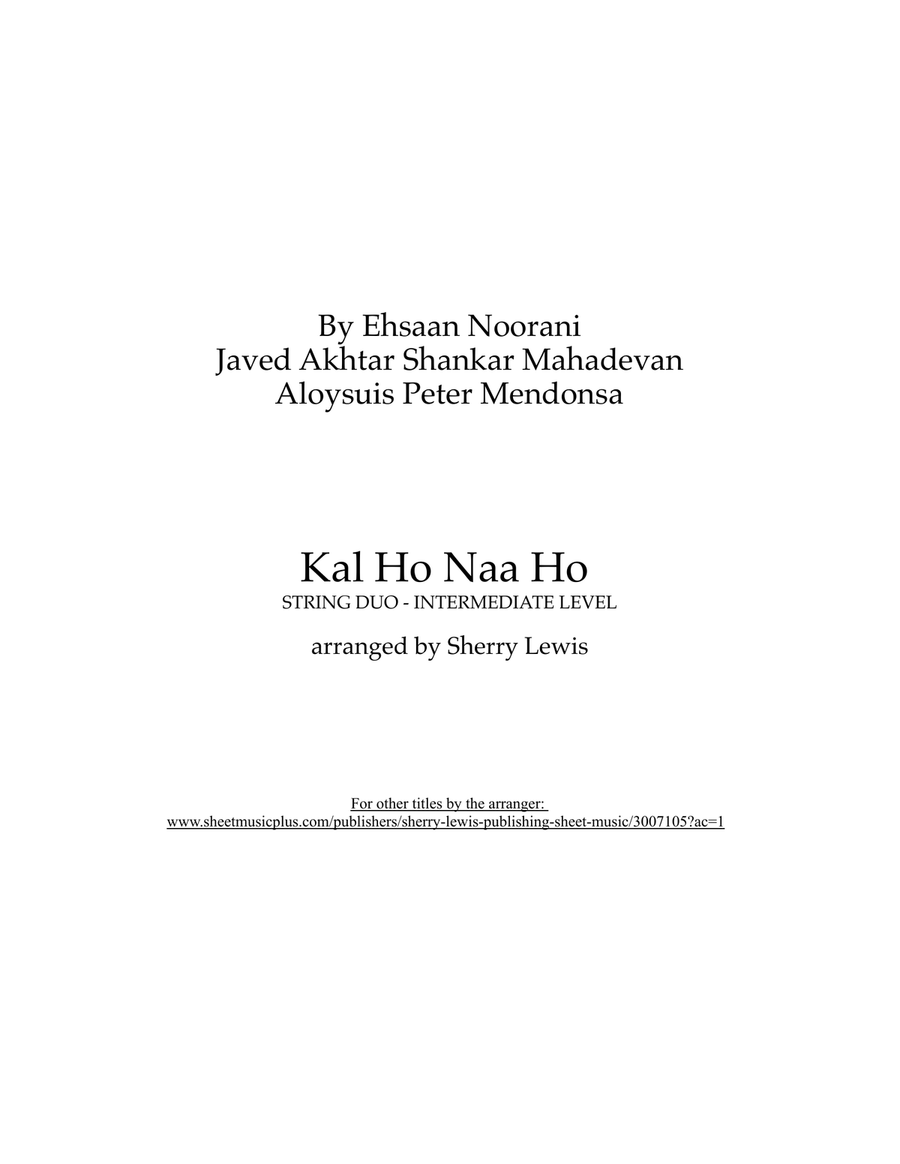 Kal Ho Naa Ho Sad Kal Ho Naa Ho Sad String Duet scores gallery preview page 2