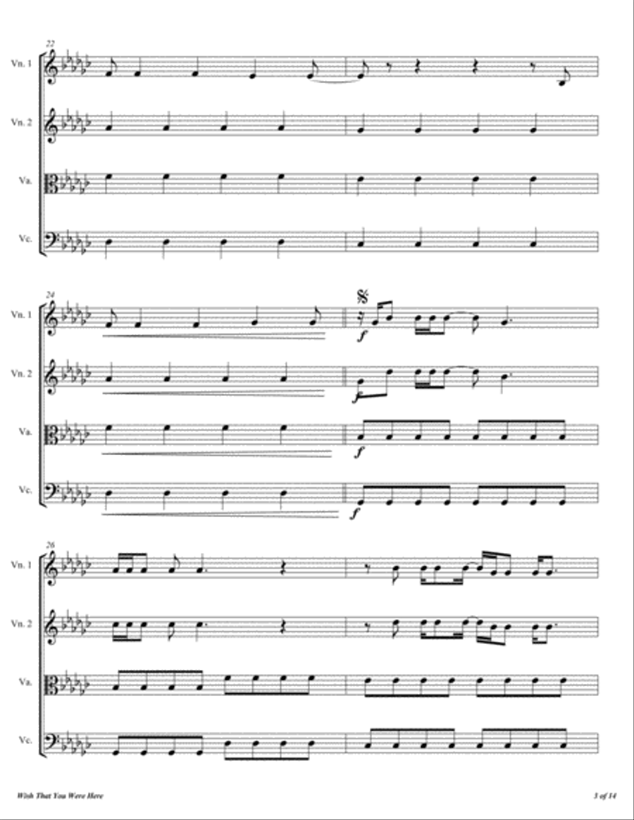 Wish That You Were Here from MISS PEREGRINE'S HOME FOR PECULIAR CHILDREN String Quartet scores gallery preview page 4