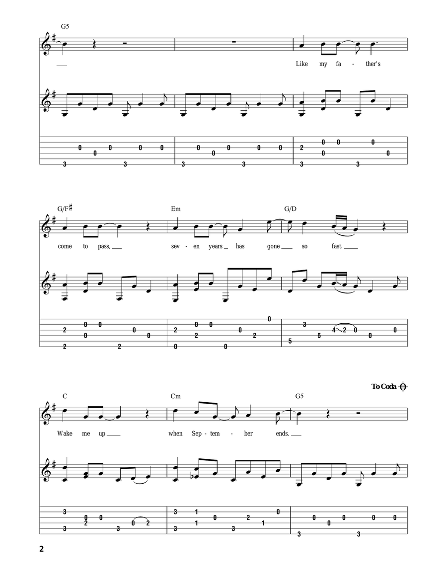 Wake Me Up When September Ends Acoustic Guitar scores gallery preview page 2