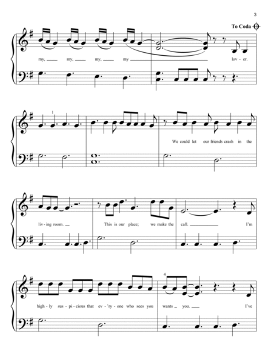 Lover Easy Piano scores gallery preview page 3