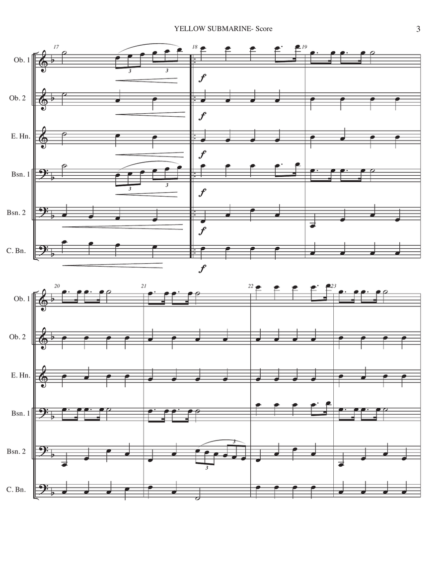 Yellow Submarine (pepperland/yellow Submarine In Pepperland) Woodwind Ensemble scores gallery preview page 3