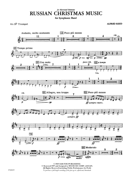 Russian Christmas Music: 4th B-flat Trumpet