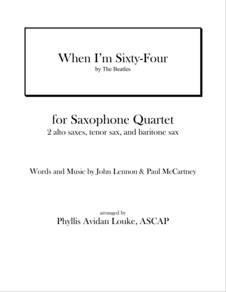 When I'm Sixty-Four Woodwind Quartet scores gallery preview page 1