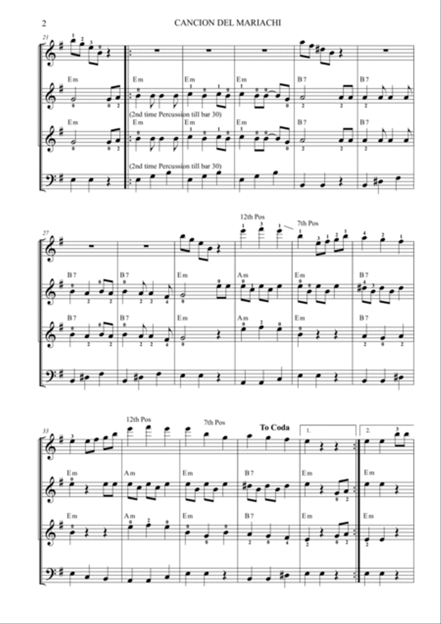 Cancion Del Mariachi Guitar Ensemble scores gallery preview page 2