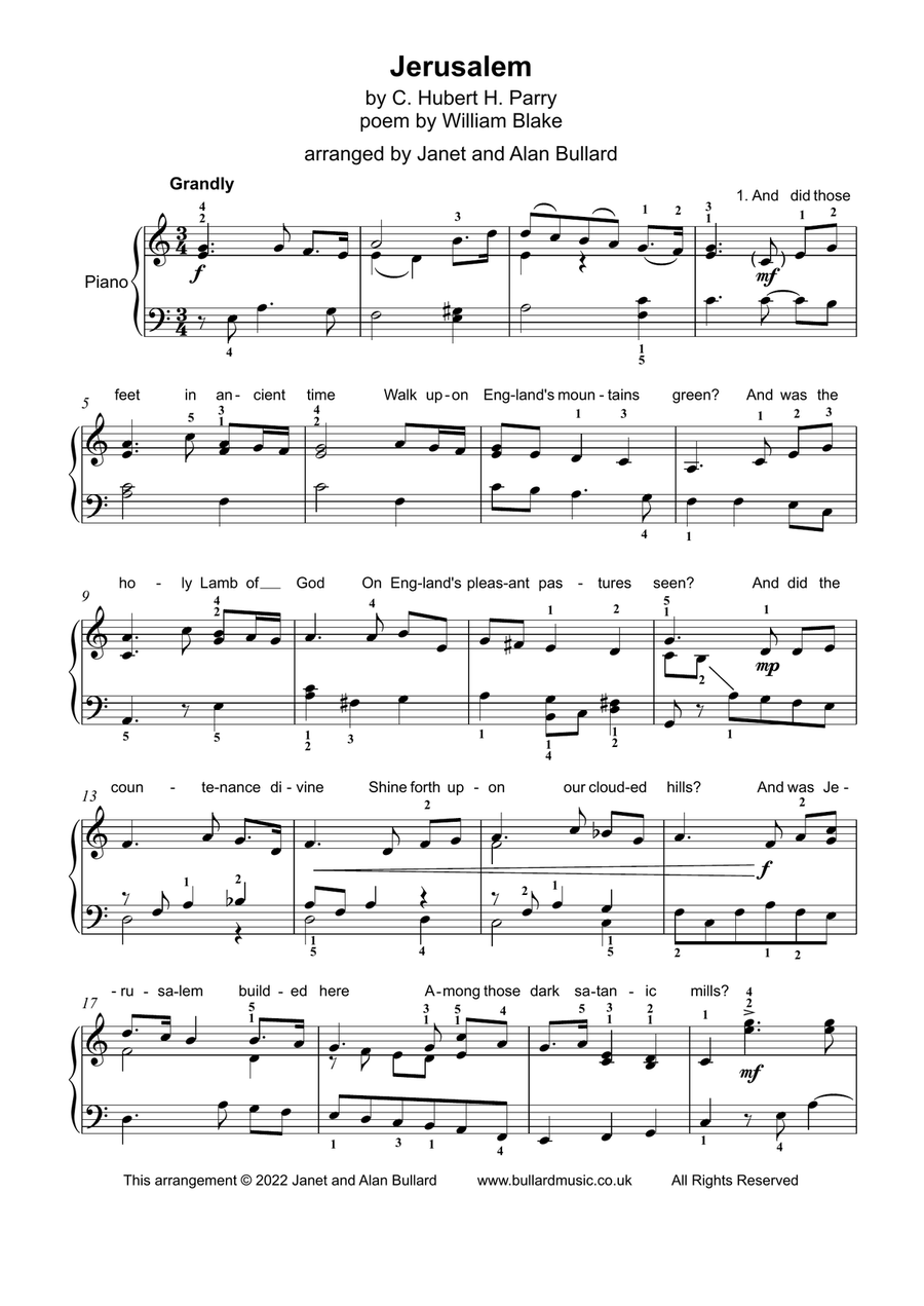 Jerusalem Easy Piano scores gallery preview page 1