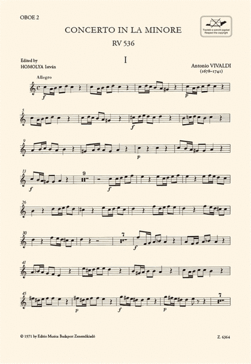 Concerto in la minore per 2 oboi e pianoforte