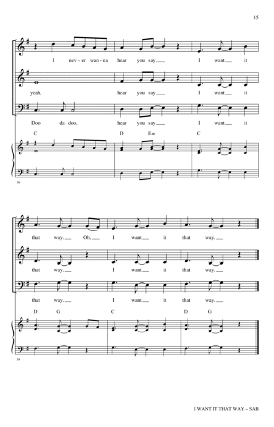 I Want It That Way (arr. Nathan Howe) 3-Part scores gallery preview page 13