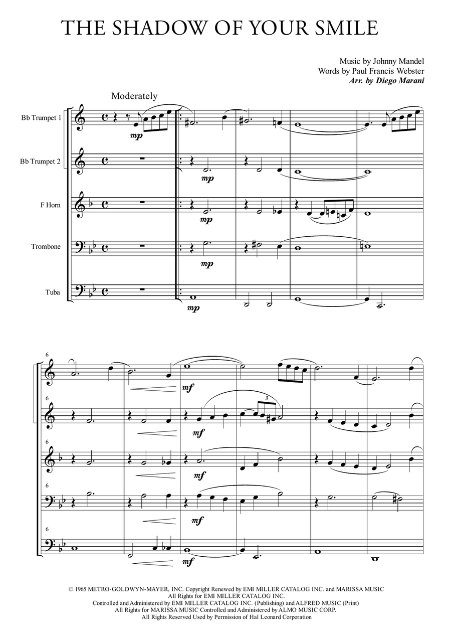 The Shadow Of Your Smile Brass Ensemble scores gallery preview page 3