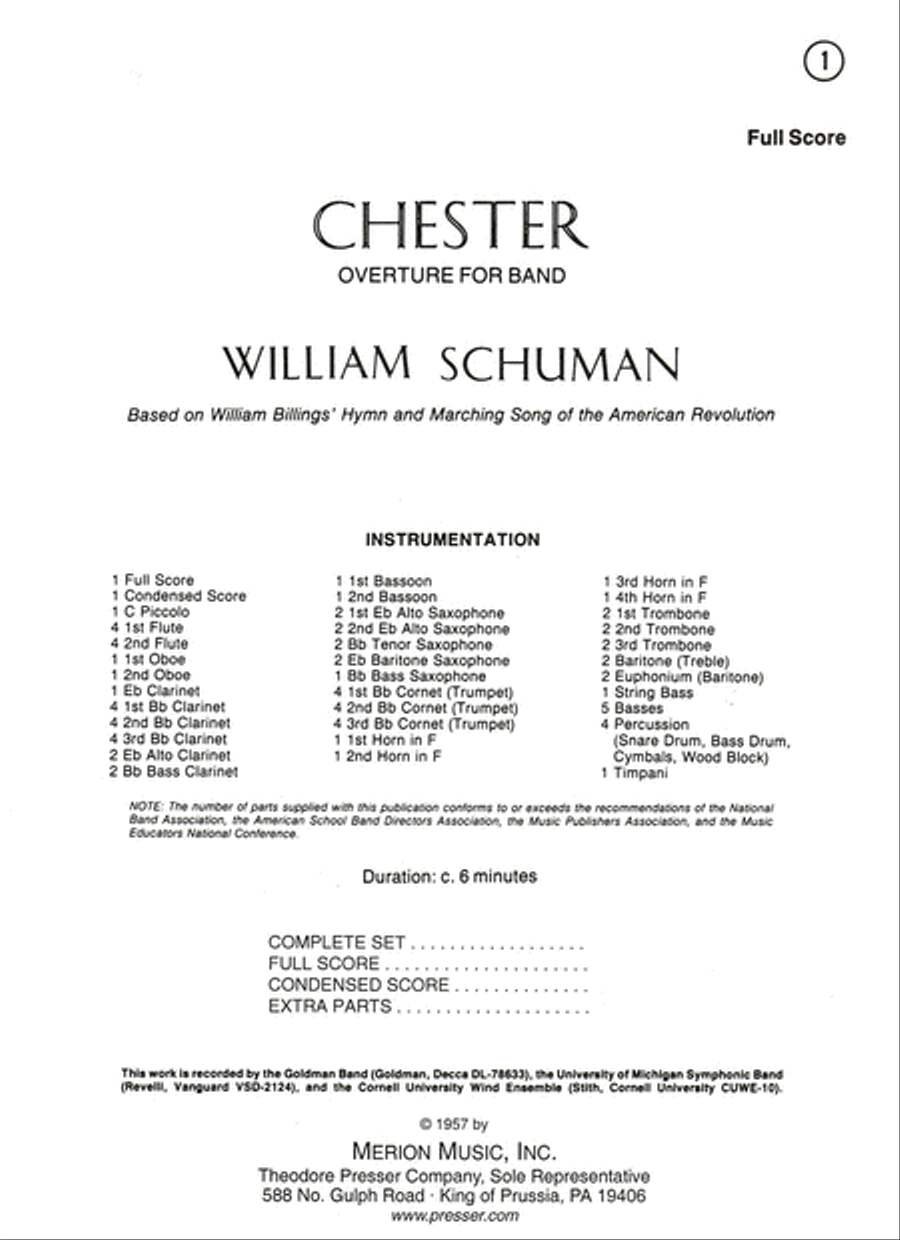 Chester Overture for Band Concert Band scores gallery preview page 1