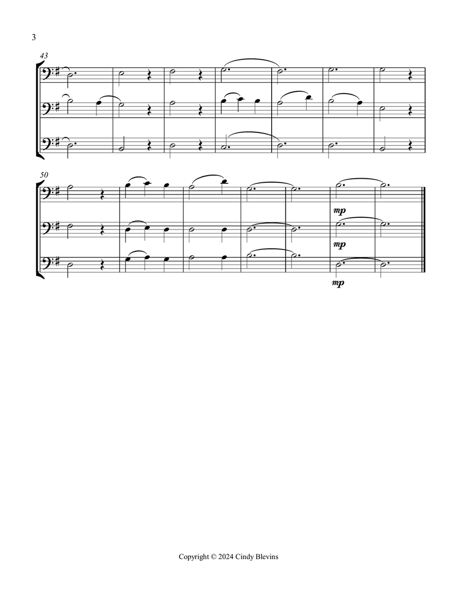 Bring A Torch, Jeannette, Isabella, for Trombone Trio by Cindy Blevins Trombone Trio - Digital Sheet Music page 4