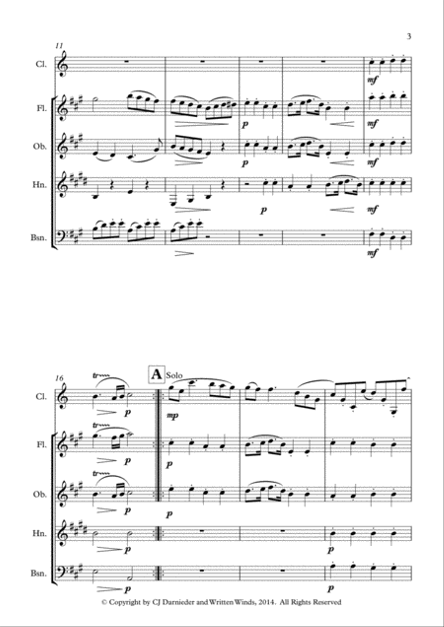 Clarinet Quintet K. 581 - Allegro con variationi (Full Score and Parts) Clarinet Quintet scores gallery preview page 3