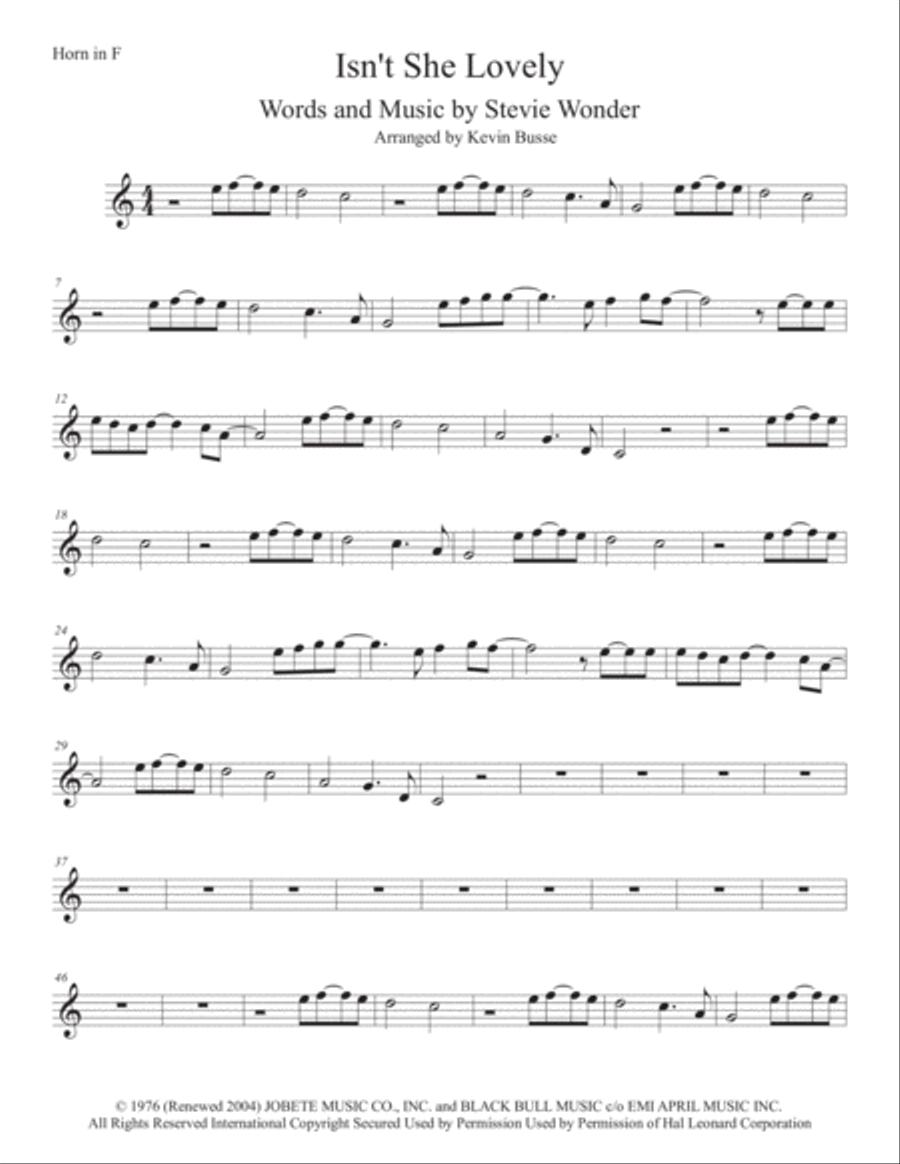 Isn't She Lovely Isn't She Lovely Horn Solo scores gallery preview page 1