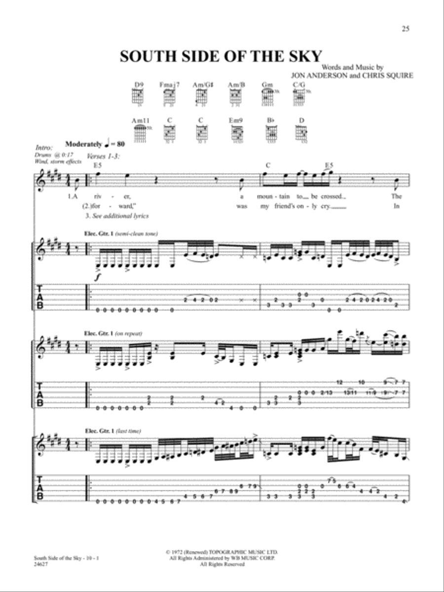 South Side Of The Sky South Side Of The Sky Guitar Tablature scores gallery preview page 1