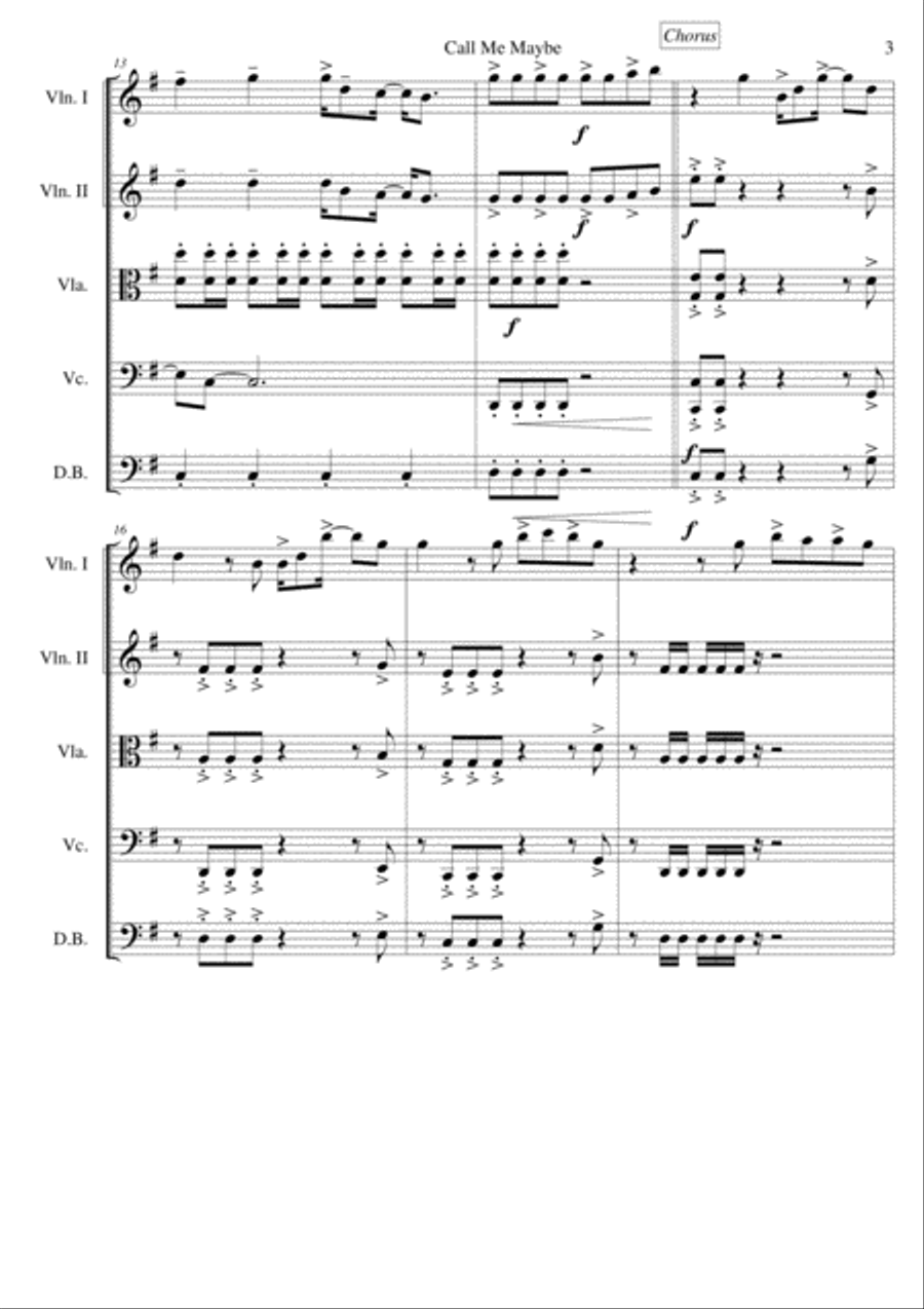 Call Me Maybe Call Me Maybe String Quartet scores gallery preview page 4