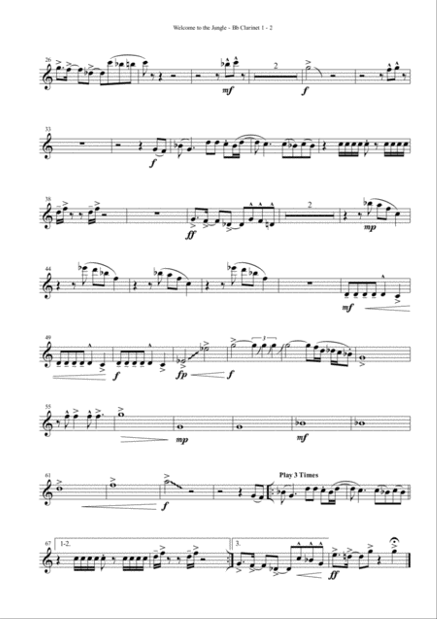 Welcome To The Jungle Woodwind Quartet scores gallery preview page 2