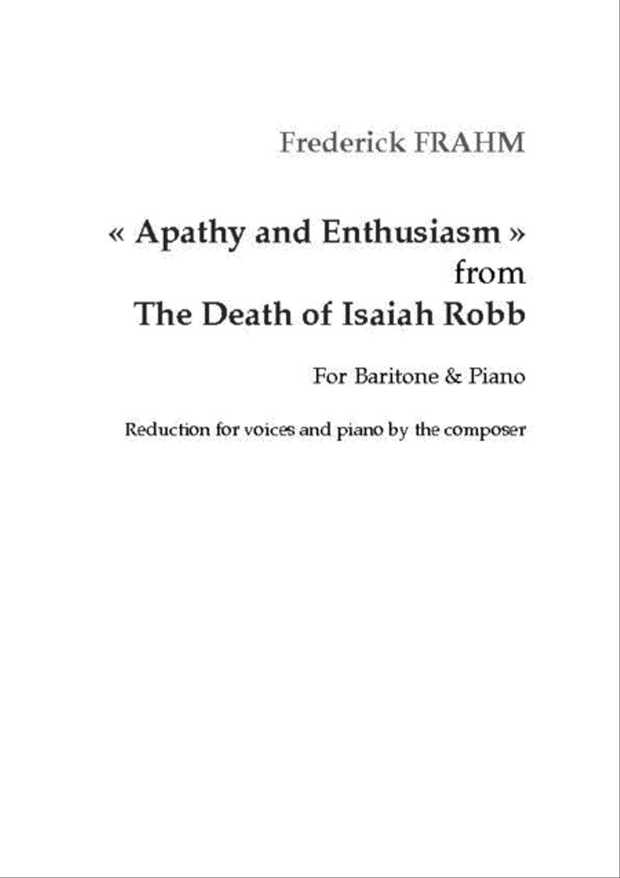 Apathy and Enthusiasm from The Death of Isaiah Robb