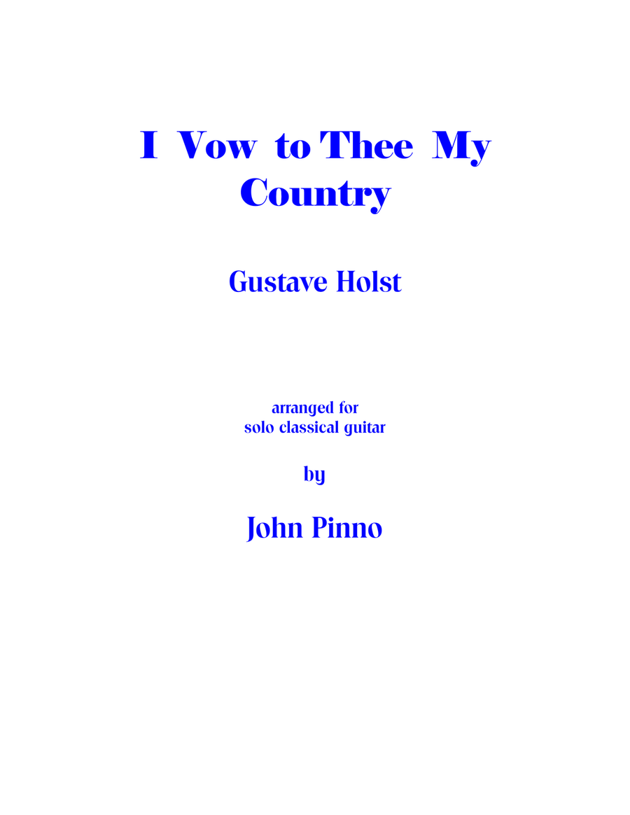 I Vow to Thee My Country (solo classical guitar) Acoustic Guitar scores gallery preview page 1