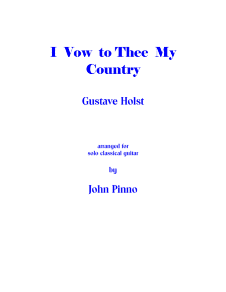 I Vow to Thee My Country (solo classical guitar)