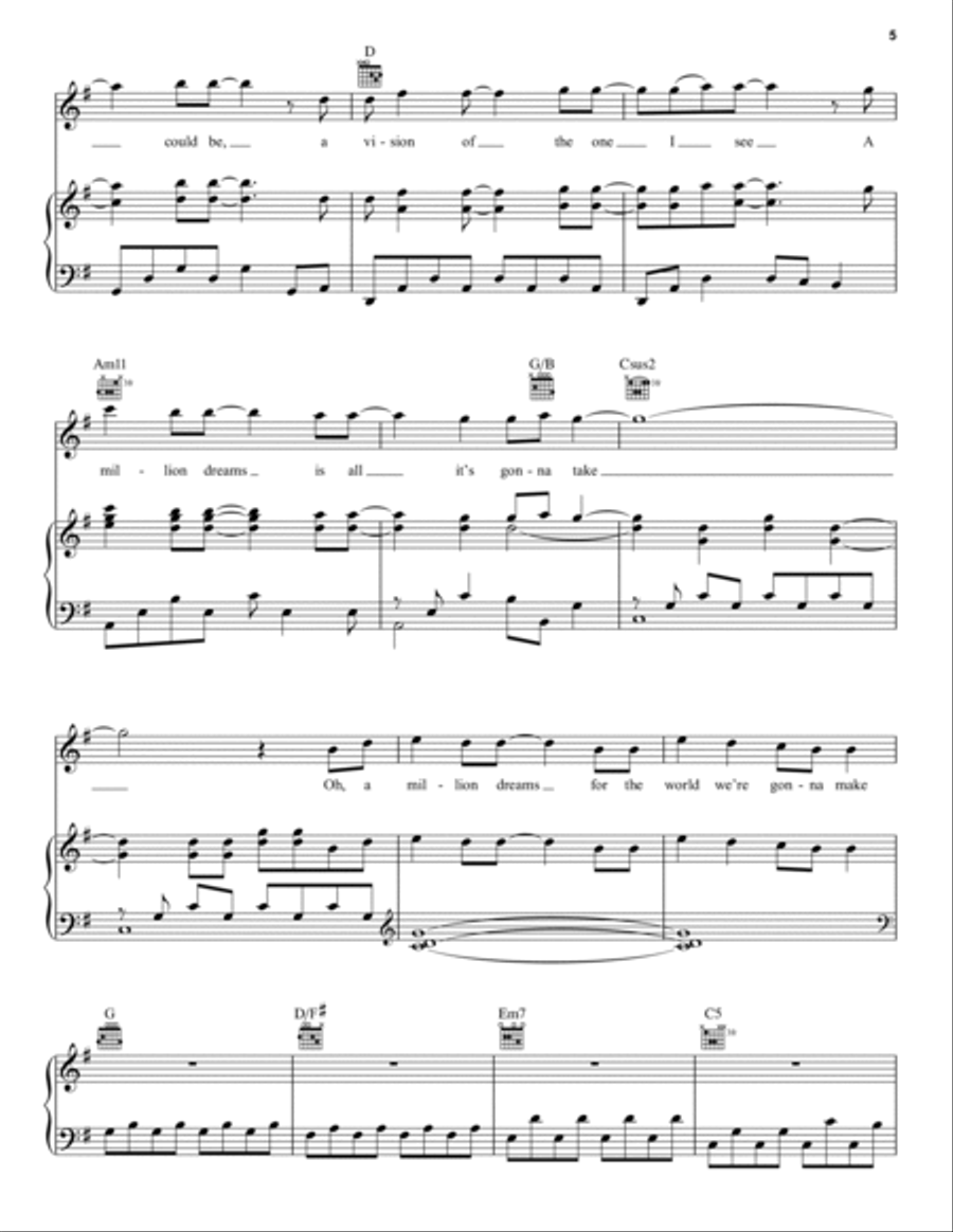 A Million Dreams (From The Greatest Showman) Piano, Vocal, Guitar scores gallery preview page 5